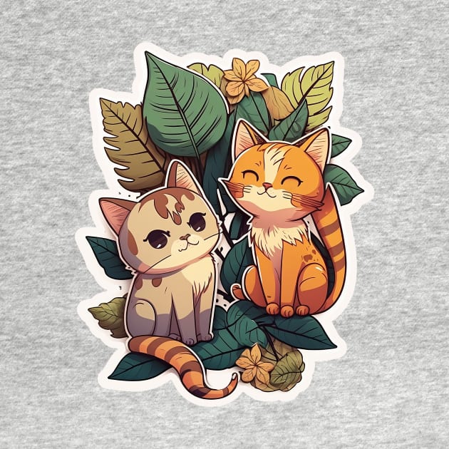 Two Adorable Cats Relaxing in the Leaves by MK3